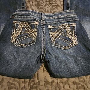 Ariat Blue Boot Cut Jeans with Embroidered Pockets